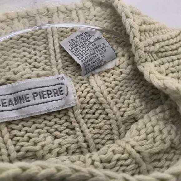 Jeanne Pierre Green Cable Knit Sleeveless Sweater 100% Cotton - Picture 3 of 5